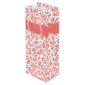 Happy 40th Birthday Number Pattern Coral/White 40 Wijn Cadeautas (Achterkant Gekanteld)