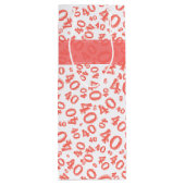 Happy 40th Birthday Number Pattern Coral/White 40 Wijn Cadeautas (Achterkant)