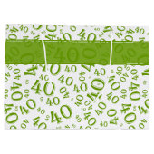 Happy 40th Birthday Number Pattern Green and White Groot Cadeauzakje (Achterkant)