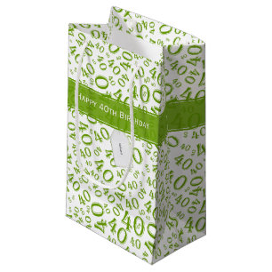 Happy 40th Birthday Number Pattern Green and White Klein Cadeauzakje