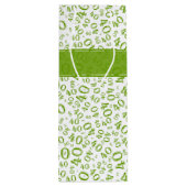 Happy 40th Birthday Number Pattern Green and White Wijn Cadeautas (Achterkant)