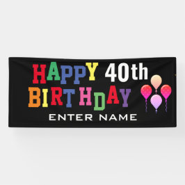 Happy 40th Birthday Party Balloons Black Classic Spandoek