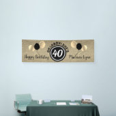 Happy 40th Birthday Party Black Gold persoonlijke Spandoek (Beurs)