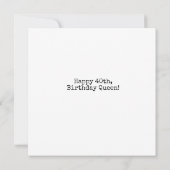 Happy 40th Birthday  Queen Fairy Kaart (Achterkant)