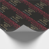 Happy 40th Birthday Red Black en Gold Glitter Cadeaupapier (Hoek)