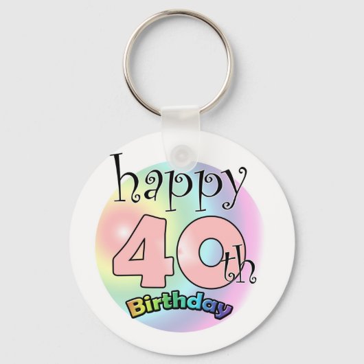 Happy 40th Birthday (roze) Sleutelhanger (Voorkant)