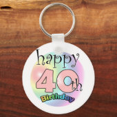 Happy 40th Birthday (roze) Sleutelhanger (Voorkant)