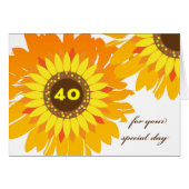 Happy 40th Birthday, Sunflower Design (Voorkant Horizontaal)