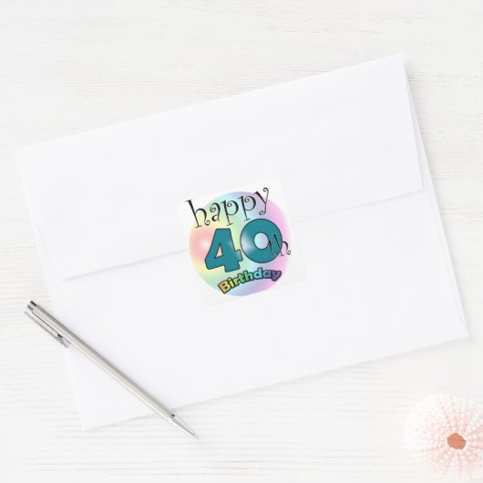 Happy 40th Birthday Vierkante Sticker (Envelop)