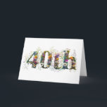 Happy 40th Birthday Wildflowers Happy Birthday Kaart<br><div class="desc">Happy 40th Birthday ontwerp met een thema van waterverf wilde bloemen</div>