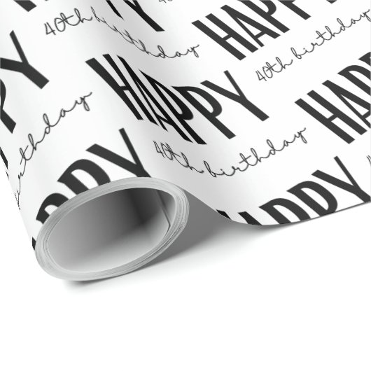 Happy 40th Birthday Wrapping Paper Cadeaupapier (Rol Hoek)