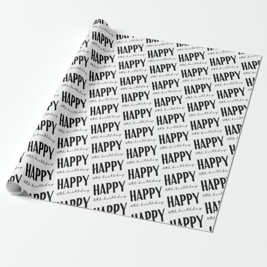 Happy 40th Birthday Wrapping Paper Cadeaupapier (Uitgerold)
