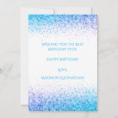 Happy 40th Blue Glitter Typography Birthday Kaart (Achterkant)