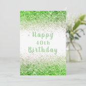 Happy 40th Bright Glitter Typography Birthday Kaart (Staand voorkant)