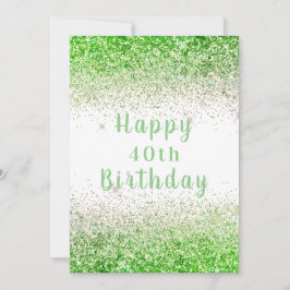 Happy 40th Bright Glitter Typography Birthday Kaart