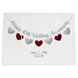 Happy 40th Bruiloft Jubileum robijn roos harten Groot Cadeauzakje