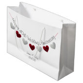 Happy 40th Bruiloft Jubileum robijn roos harten Groot Cadeauzakje (Voorkant Gekanteld)