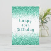 Happy 40th Green Glitter Typography Birthday Card Kaart (Staand voorkant)