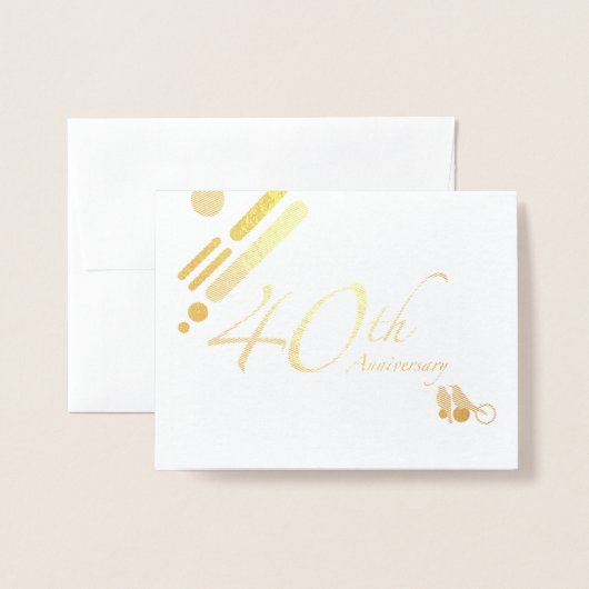 Happy 40th Jubileum Mod Birds Folie Kaarten (Voorkant met envelop)