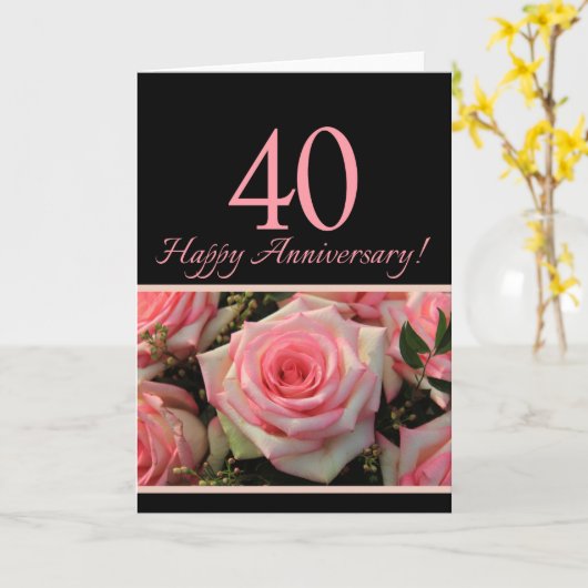 Happy 40th Jubileum rozen Kaart (Gele Bloem)