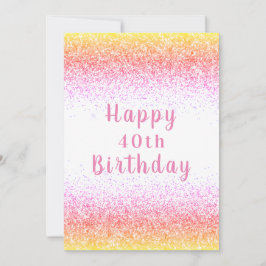 Happy 40th roze Glitter Typography Birthday Card Kaart