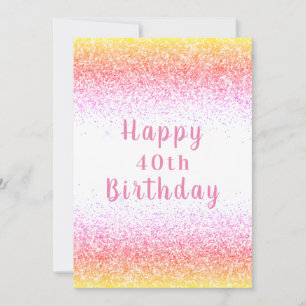 Happy 40th roze Glitter Typography Birthday Card Kaart