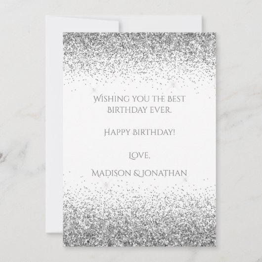 Happy 40th Silver Glitter Typography Birthday Card Kaart (Achterkant)