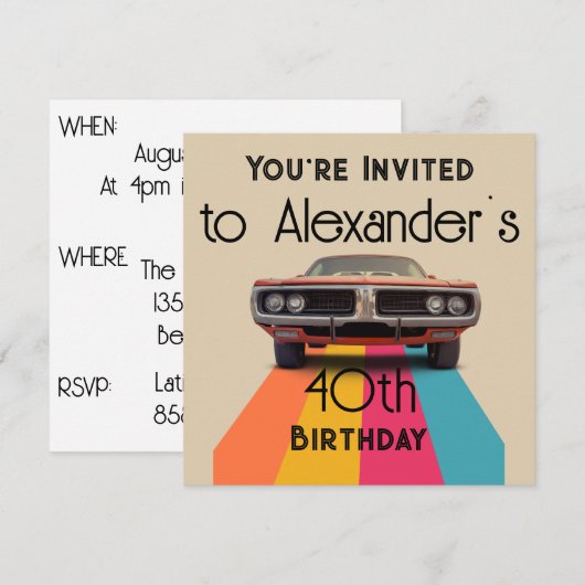 Happy 40th Verjaardag   Retro Kaart (Voorkant / Achterkant)