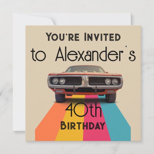 Happy 40th Verjaardag   Retro Kaart (Voorkant)