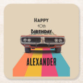 Happy 40th Verjaardag   Retro Kartonnen Onderzetters (Voorkant)
