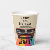 Happy 40th Verjaardag   Retro Papieren Bekers (Achterkant)