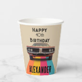 Happy 40th Verjaardag   Retro Papieren Bekers (Voorkant)