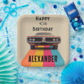 Happy 40th Verjaardag   Retro Papieren Bordje (Feest)