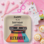 Happy 40th Verjaardag   Retro Papieren Bordje (Feest)