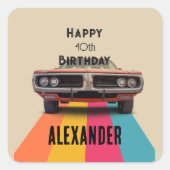 Happy 40th Verjaardag Retro Vierkante Sticker (Voorkant)