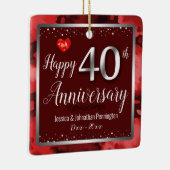 Happy 40th Wedding Jubileum - Aangepaste naam Keramisch Ornament (Rechts)