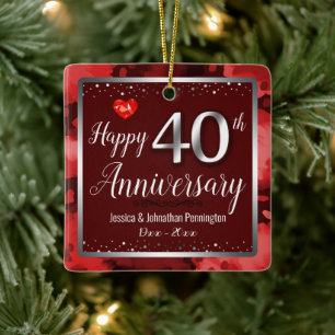 Happy 40th Wedding Jubileum - Aangepaste naam Keramisch Ornament