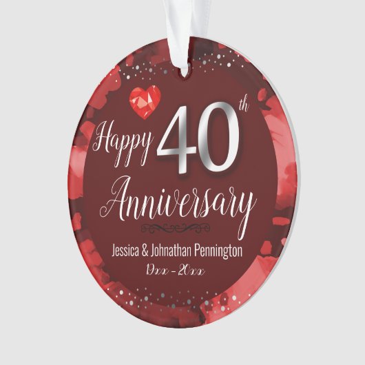 Happy 40th Wedding Jubileum Ornament (voorkant)