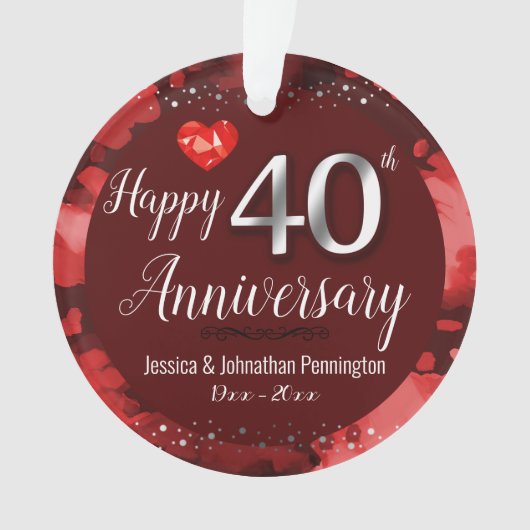 Happy 40th Wedding Jubileum Ornament (voorkant)