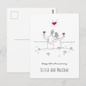 Happy 40th Wedding Jubileum Red Heart Paar Briefkaart (Voorkant / Achterkant)