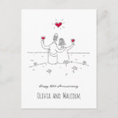 Happy 40th Wedding Jubileum Red Heart Paar Briefkaart (Voorkant)