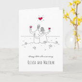 Happy 40th Wedding Jubileum Red Heart Paar Kaart (Gele Bloem)