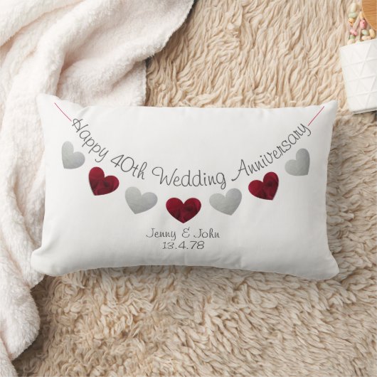 Happy 40th Wedding Jubileum Ruby roos harten Kussen (Deken)