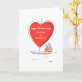 Happy 40th Wedding Jubileum Sailboat Heart Kaart (Gele Bloem)