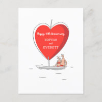 Happy 40th Wedding Jubileum Sailboat Heart Kaart