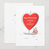 Happy 40th Wedding Jubileum Sailboat Heart Kaart (Voorkant / Achterkant)