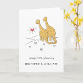Happy 40th Wedding Jubileum Schattigee Dinosaurs K Kaart (Gele Bloem)
