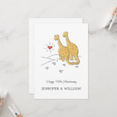 Happy 40th Wedding Jubileum Schattigee Dinosaurs K Kaart (Voorkant / Achterkant in situ)