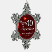 Happy 40th Wedding Jubileum Tin Sneeuwvlok Ornament (Links)