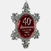 Happy 40th Wedding Jubileum Tin Sneeuwvlok Ornament (Links)